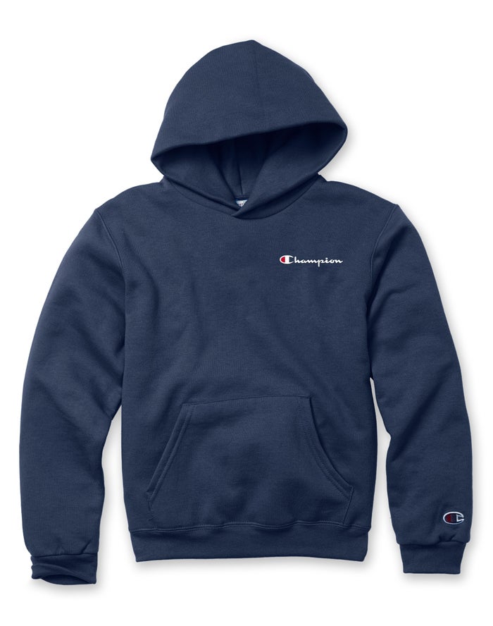 Champion Double Dry Script Logo Hoodie Meisjes - Donkerblauw - Belgie 1607HNAZT